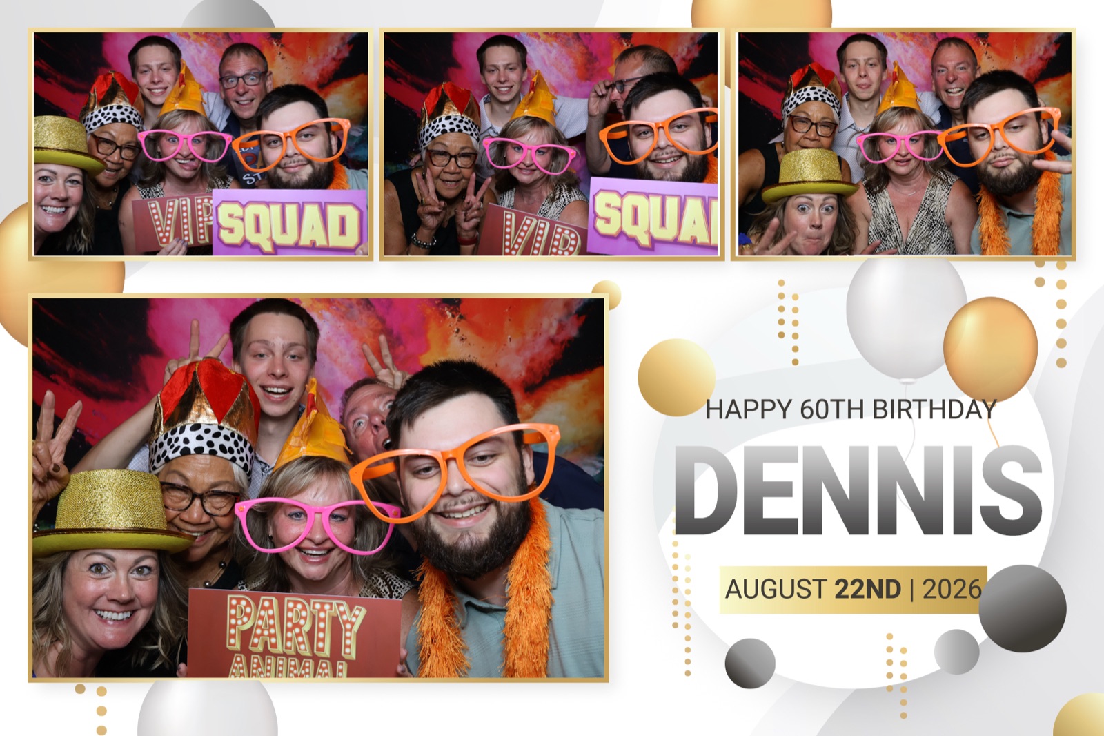 Photo booth print from a 60th birthday party at 620 Collective in Salem, Oregon