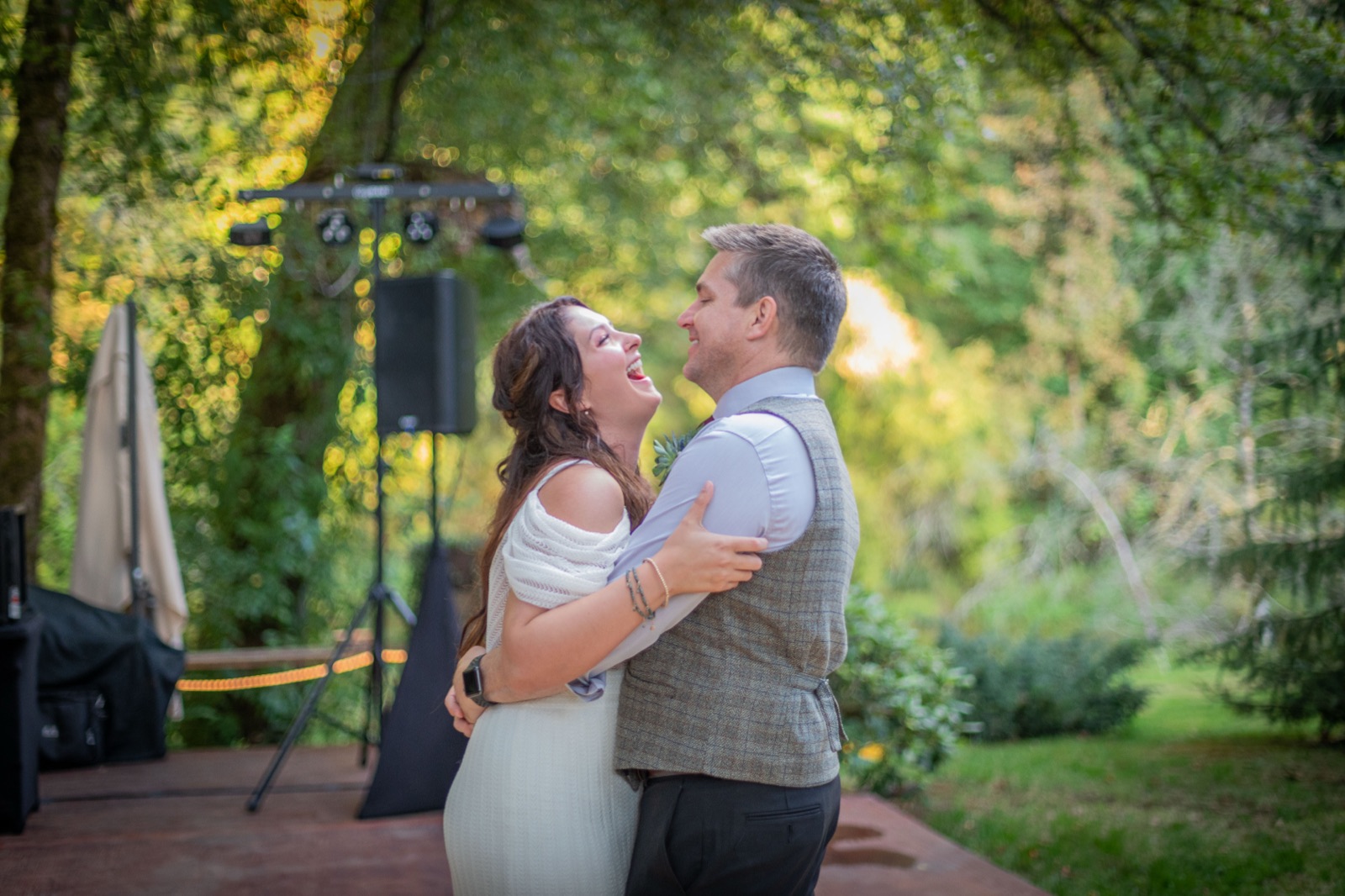 Father-daughter dance lit by Apogee at a wedding reception