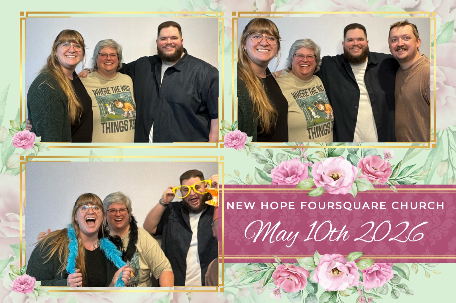 Photo booth print from a New Hope Foursquare Church event in Salem, Oregon