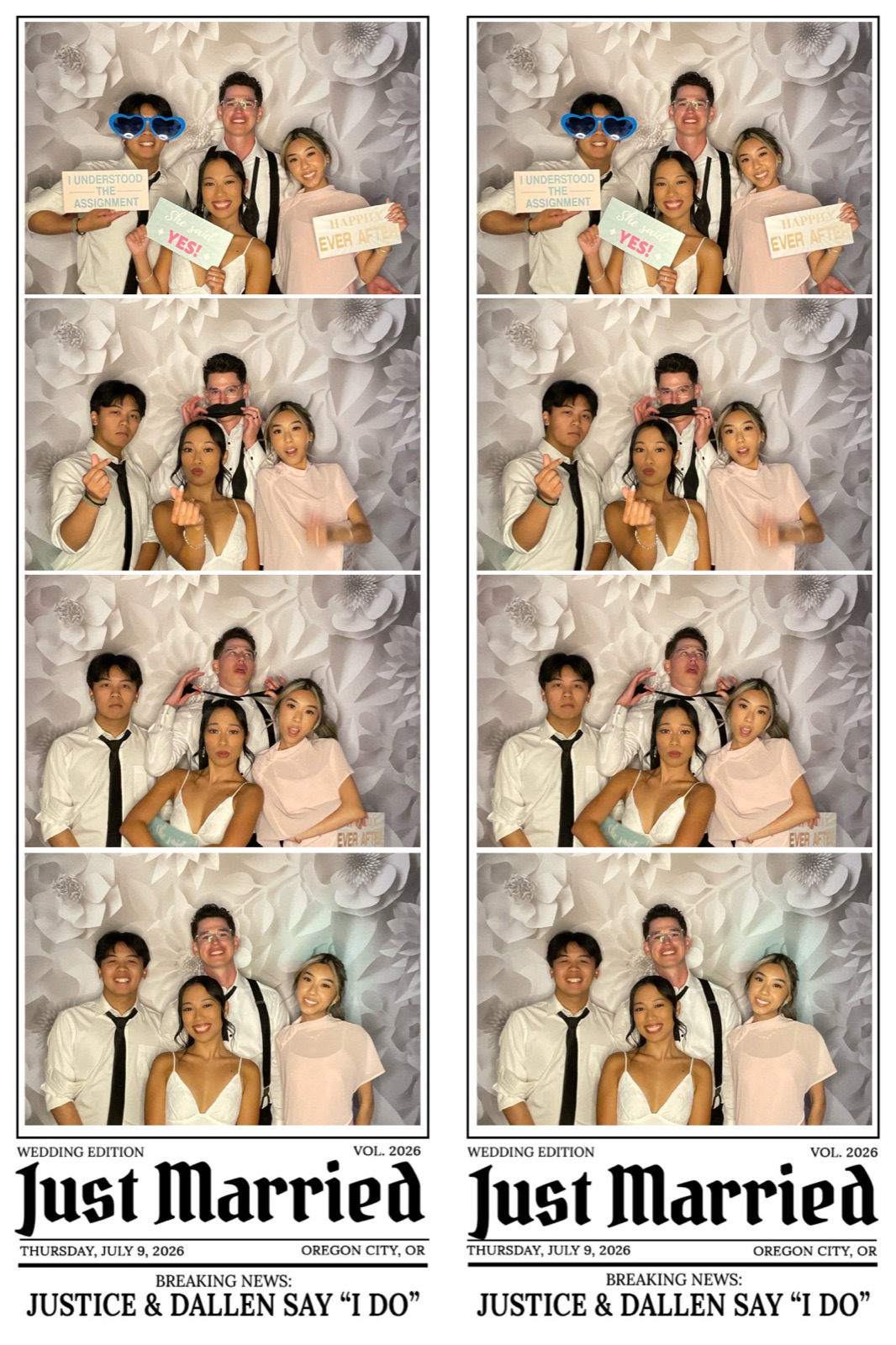 Photo booth print from an Oregon City wedding