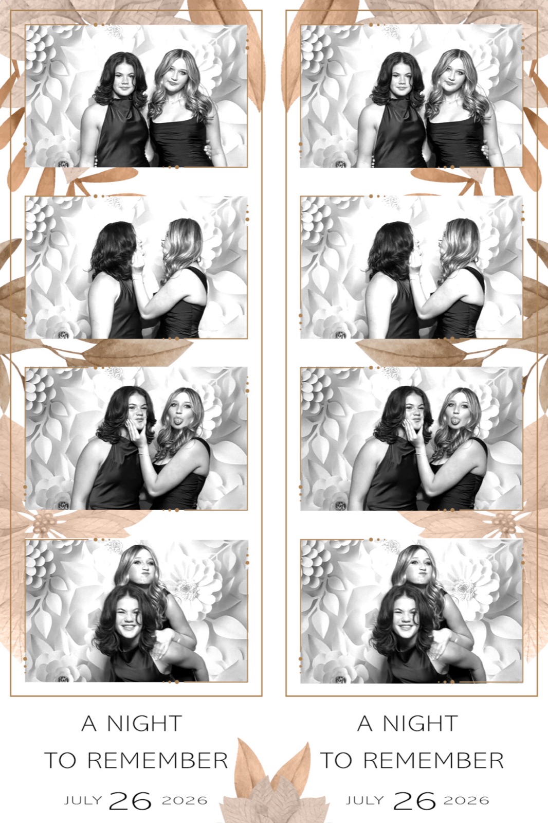 Black-and-white glam-style photo booth sample print